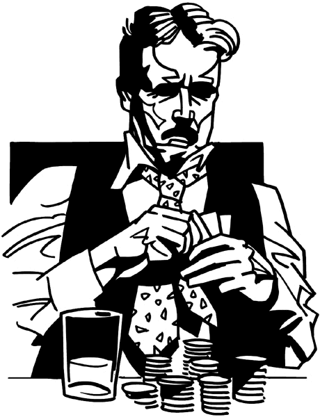 Man playing poker vinyl sticker. Customize on line. Games 044-0160